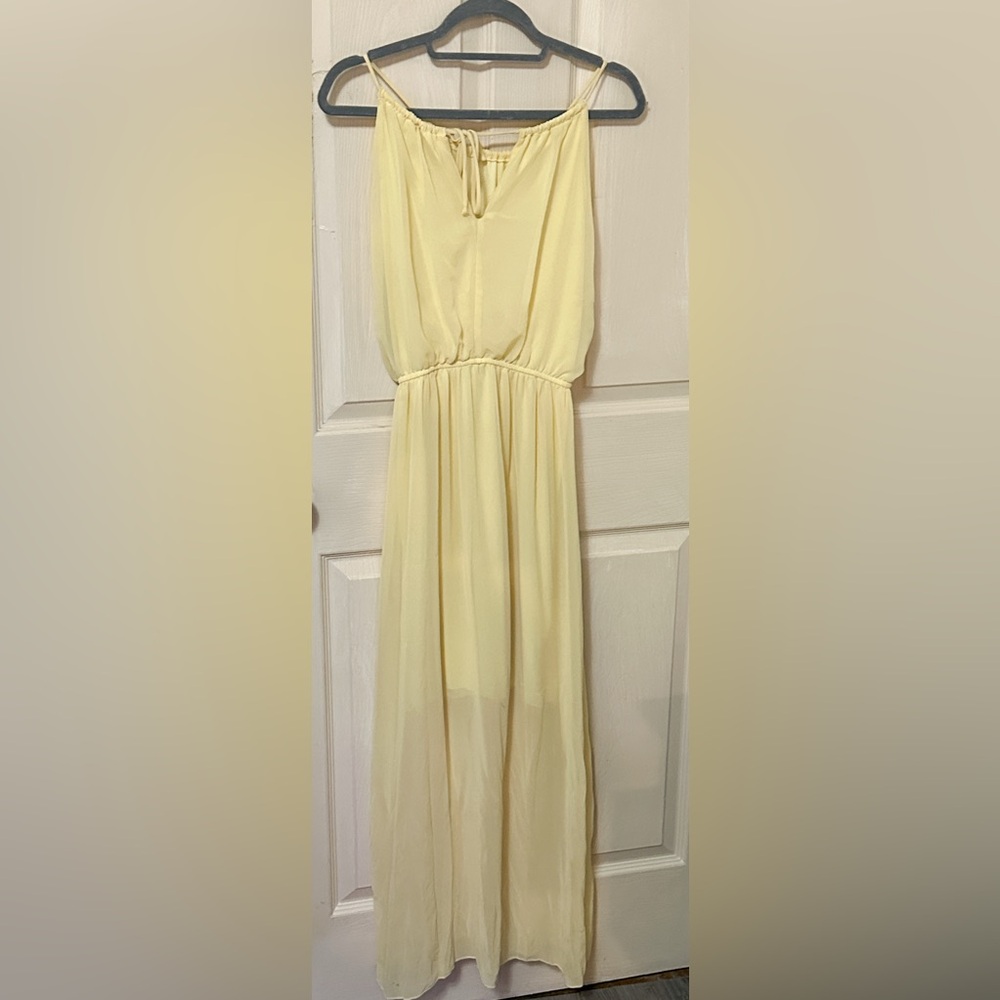 Sweet Storm Yellow Chiffon Halter Maxi Dress - Picture 3 of 4